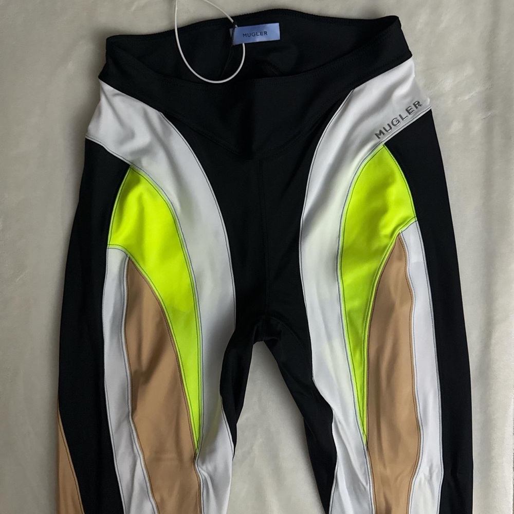 Mugler Black and Neon Yellow Leggings